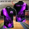 BlueJose Bowling And Pins Gold Luxury Flame Art Customized Name, Team Name 3D Shirt (6 Colors)