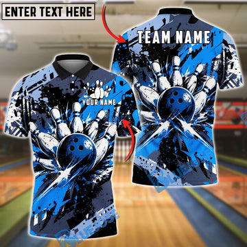 BlueJose Bowling And Pins Strike Explosion Urban Graffiti Customized Name, Team Name 3D Shirt (6 Colors)