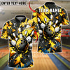 BlueJose Bowling And Pins Burst Geometric Customized Name, Team Name 3D Shirt (6 Colors)