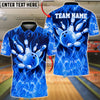 BlueJose Bowling Ball and Pins Smoky Flame Customized Name, Team Name 3D Shirt (6 Colors)