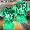 BlueJose Bowling Ball and Pins Smoky Flame Customized Name, Team Name 3D Shirt (6 Colors)