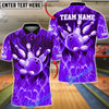 BlueJose Bowling Ball and Pins Smoky Flame Customized Name, Team Name 3D Shirt (6 Colors)
