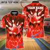 BlueJose Bowling Ball and Pins Smoky Flame Customized Name, Team Name 3D Shirt (6 Colors)