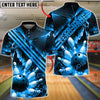 BlueJose Bowling Ball and Pins Luxury Geometric Customized Name, Team Name 3D Shirt (6 Colors)