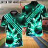 BlueJose Bowling Ball and Pins Luxury Geometric Customized Name, Team Name 3D Shirt (6 Colors)