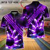 BlueJose Bowling Ball and Pins Luxury Geometric Customized Name, Team Name 3D Shirt (6 Colors)