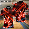 BlueJose Bowling Ball and Pins Luxury Geometric Customized Name, Team Name 3D Shirt (6 Colors)