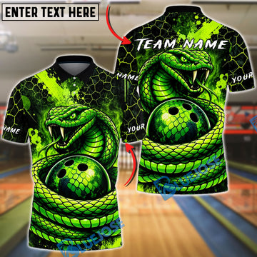 BlueJose Bowling Snake Coiled Ball Venomous Scales Customized Name, Team Name 3D Shirt (4 Colors)