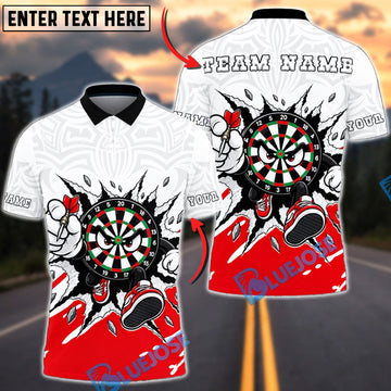 BlueJose Darts Angry Dartboard Cartoon Breakthrough Personalized Name, Team Name Unisex Shirt (4 Colors)