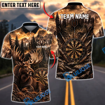BlueJose Darts Moose Mountain Forest Vintage Personalized Name Shirt