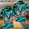 BlueJose Bowling American Eagle Patriotic Lightning Customized Name, Team Name 3D Shirt (6 Colors)