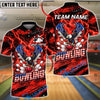 BlueJose Bowling American Eagle Patriotic Lightning Customized Name, Team Name 3D Shirt (6 Colors)