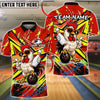 BlueJose Bowling Rooster Cartoon Pop Art Customized Name, Team Name 3D Shirt (4 Colors)