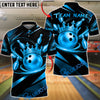 BlueJose Bowling King Crown Luxury Swirl Customized Name, Team Name 3D Shirt (6 Colors)