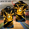 BlueJose Bowling King Crown Luxury Swirl Customized Name, Team Name 3D Shirt (6 Colors)