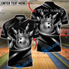 BlueJose Bowling King Crown Luxury Swirl Customized Name, Team Name 3D Shirt (6 Colors)