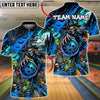 BlueJose Bowling Grim Reaper Halloween Graveyard Customized Name, Team Name 3D Shirt (4 Colors)