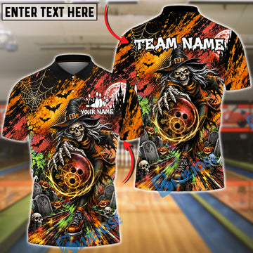 BlueJose Bowling Grim Reaper Halloween Graveyard Customized Name, Team Name 3D Shirt (4 Colors)