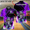 BlueJose Bowling & Pins Bulldog Flame Biker Style Customized Name, Team Name 3D Shirt (4 Colors)