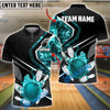 BlueJose Bowling And Pins Flame Pattern Customized Name, Team Name 3D Shirt (4 Colors)