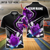 BlueJose Bowling And Pins Flame Pattern Customized Name, Team Name 3D Shirt (4 Colors)
