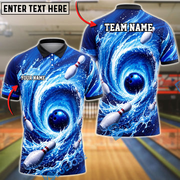 BlueJose Bowling Ocean Vortex Customized Name, Team Name 3D Shirt (4 Colors)