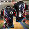 BlueJose Bowling American Flag Patriotic Smoke Customized Name, Team Name 3D Shirt
