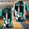 BlueJose Bowling Grunge Stars and Stripes Strike Customized Name, Team Name 3D Shirt (4 Colors)