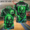 BlueJose Bowling Electric Skull Storm Customized Name, Team Name 3D Shirt (4 Colors)