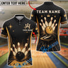 BlueJose Bowling Retro Royal Crown Starburst Customized Name, Team Name 3D Shirt (6 Colors)