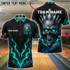 BlueJose Bowling Demon Skull Flame Customized Name, Team Name 3D Shirt (4 Colors)