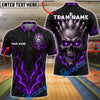 BlueJose Bowling Demon Skull Flame Customized Name, Team Name 3D Shirt (4 Colors)
