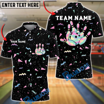 BlueJose Bowling Retro Galaxy Geometric Pattern Customized Name, Team Name 3D Shirt