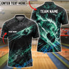 BlueJose Bowling Lightning Sea Wave Energy Customized Name, Team Name 3D Shirt (4 Colors)