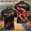 BlueJose Bowling Lightning Sea Wave Energy Customized Name, Team Name 3D Shirt (4 Colors)