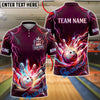 BlueJose Bowling Electric Plasma Strike Customized Name, Team Name 3D Shirt (4 Colors)