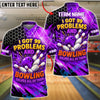 BlueJose Bowling Neon Hexagon Funny 99 Problems Quote Customized Name, Team Name 3D Shirt (4 Colors)
