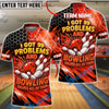 BlueJose Bowling Neon Hexagon Funny 99 Problems Quote Customized Name, Team Name 3D Shirt (4 Colors)