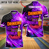 BlueJose Bowling Neon Hexagon Drinking Team Beer Quote Customized Name, Team Name 3D Shirt (4 Colors)