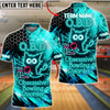 BlueJose Bowling Neon Hexagon Cat Obsessive Bowling Disorder Quote Customized Name, Team Name 3D Shirt (4 Colors)