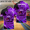 BlueJose Bowling Neon Hexagon Cat Obsessive Bowling Disorder Quote Customized Name, Team Name 3D Shirt (4 Colors)