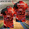 BlueJose Bowling Neon Hexagon Cat Obsessive Bowling Disorder Quote Customized Name, Team Name 3D Shirt (4 Colors)
