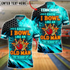 BlueJose Bowling Neon Hexagon Old Man Funny Quote Customized Name, Team Name 3D Shirt (4 Colors)