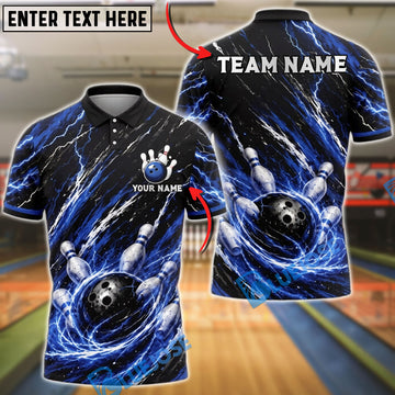 BlueJose Bowling Cosmic Storm Customized Name, Team Name 3D Shirt (4 Colors)