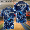 BlueJose Bowling Ornamental Dragon Energy Swirl Customized Name, Team Name 3D Shirt (4 Colors)