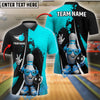 BlueJose Bowling And Pins Funny Pin Dotted Style Customized Name, Team Name 3D Shirt (4 Colors)