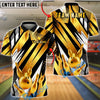 BlueJose Bowling And Pins Crown Gold Abstract Stripe Style Customized Name, Team Name 3D Shirt (6 Colors)