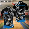 BlueJose Bowling And Pins Black Eagle Customized Name, Team Name 3D Shirt (4 Colors)