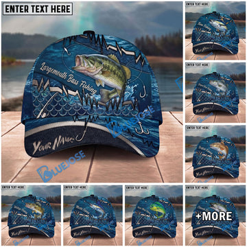 BlueJose Fishing Heartbeat Hook Pattern Personalized Cap (13 Breeds)