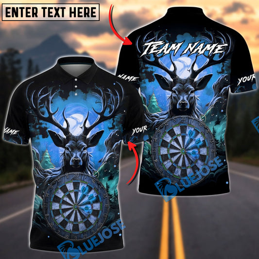 BlueJose Darts Majestic Deer Forest Dartboard Art Multicolor Options Personalized Name Shirt (4 Colors)